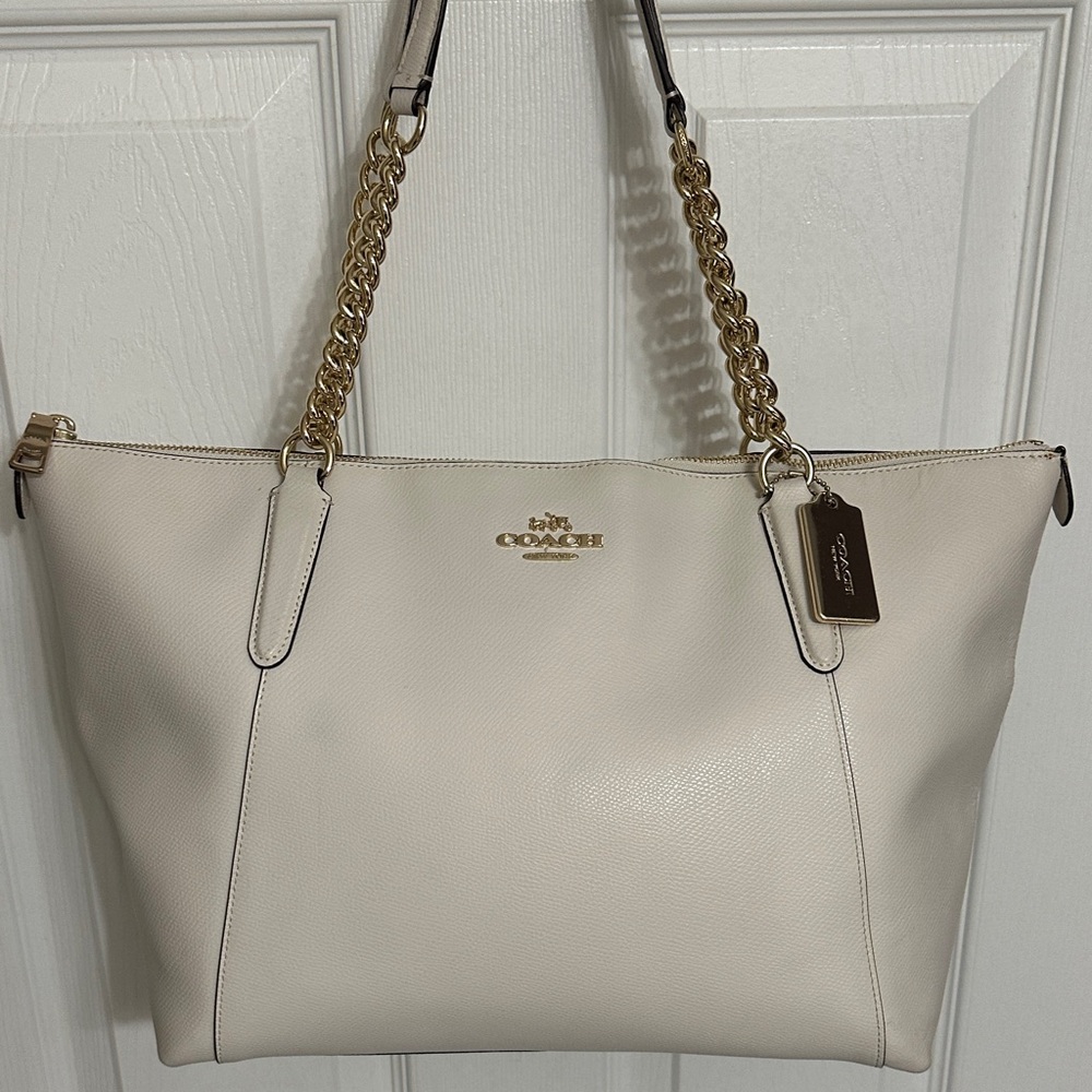 Coach Cream Ava Chain Tote with Goldtone Hardware F37201